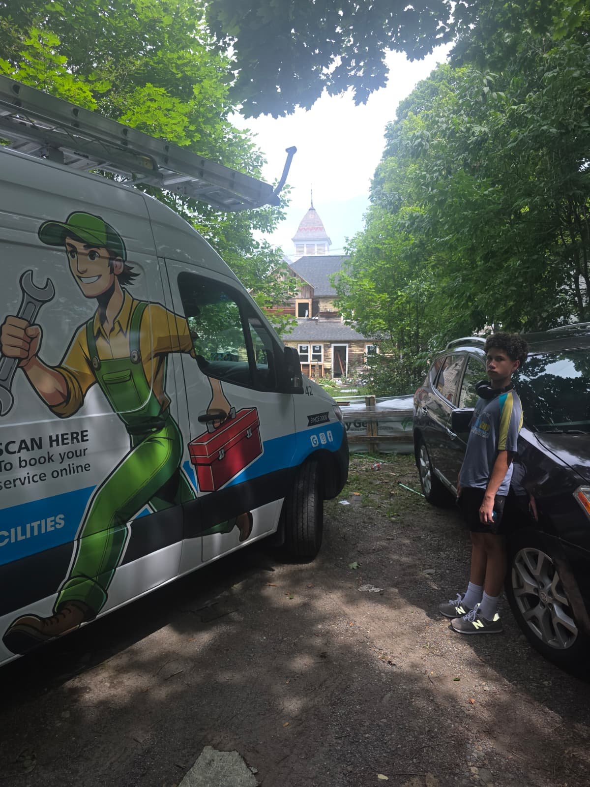 Our van at a flip house under renovation